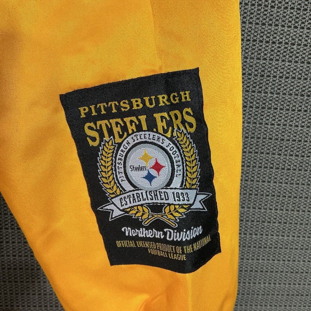 Men’s Size S Ultra Game Pittsburgh Steelers Varsity Jacket Yellow - Picture 5 of 11